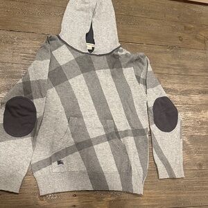 Burberry Gray Checkered Hoodie Sweater, size 8, perfect condition